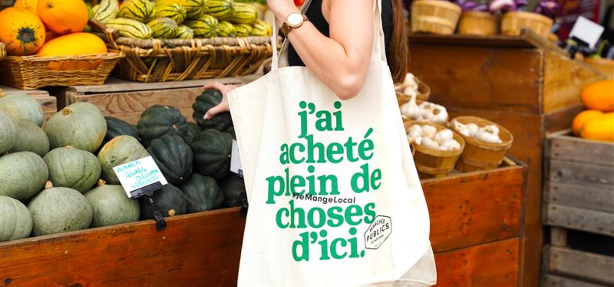 Sac réutilisable des Marchés publics et courges