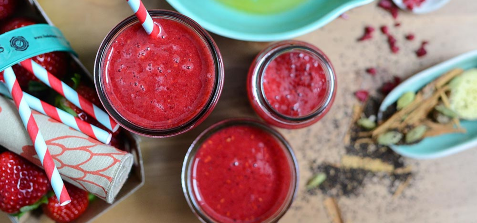 Chaï, strawberries and raspberries smoothie