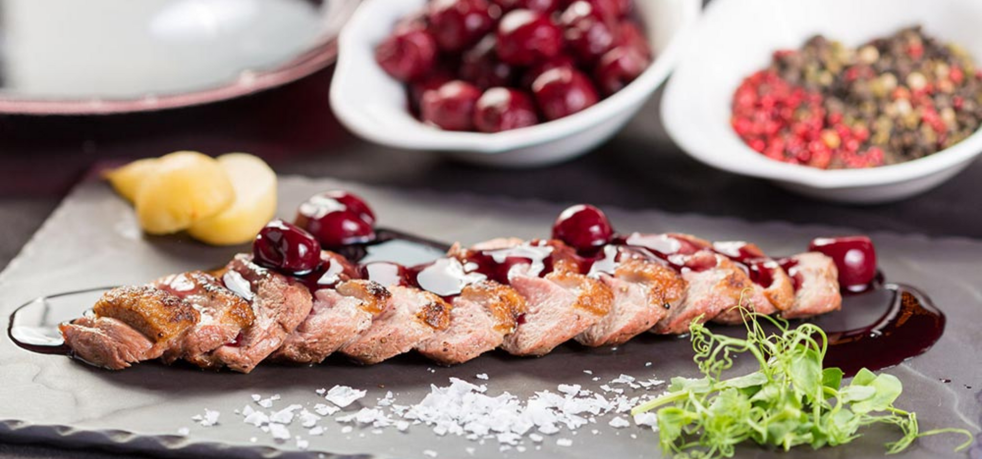 Duck Breast in Maple Syrup and Peppery Cranberry Sauce