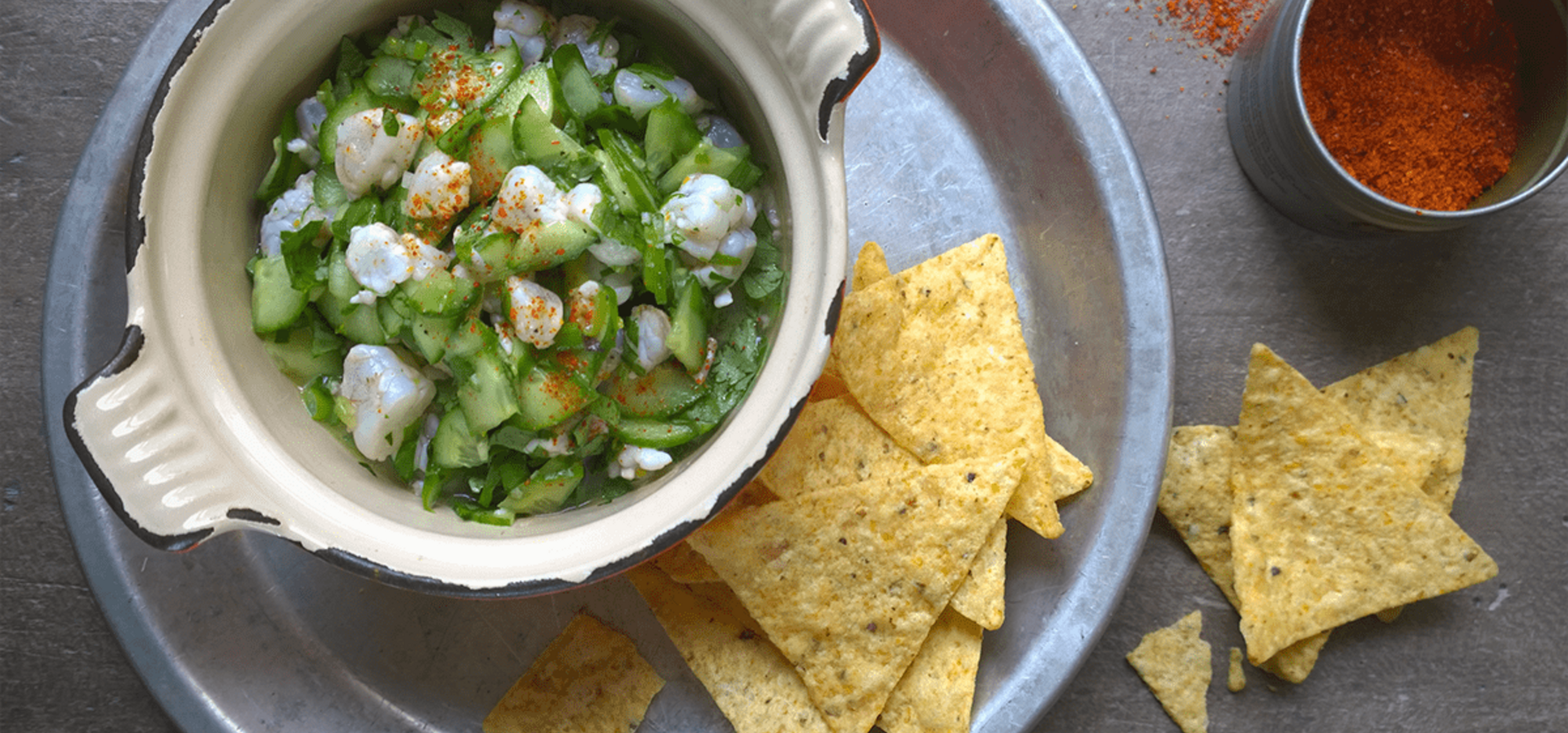 Shrimp and cucumber ceviche