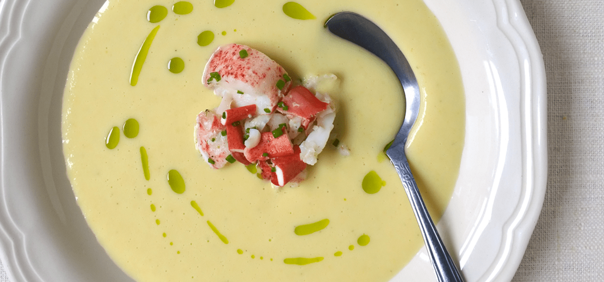 Cold cream of corn and lobster