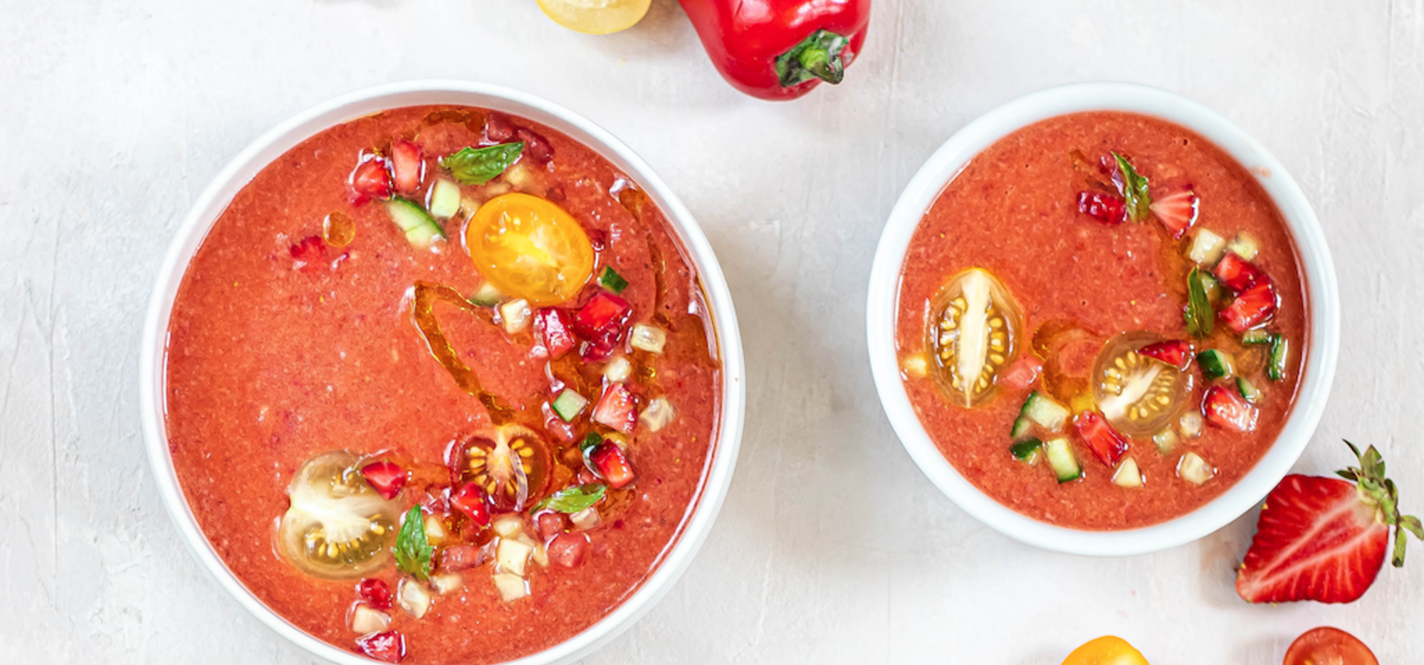 Strawberry and summer vegetables gazpacho