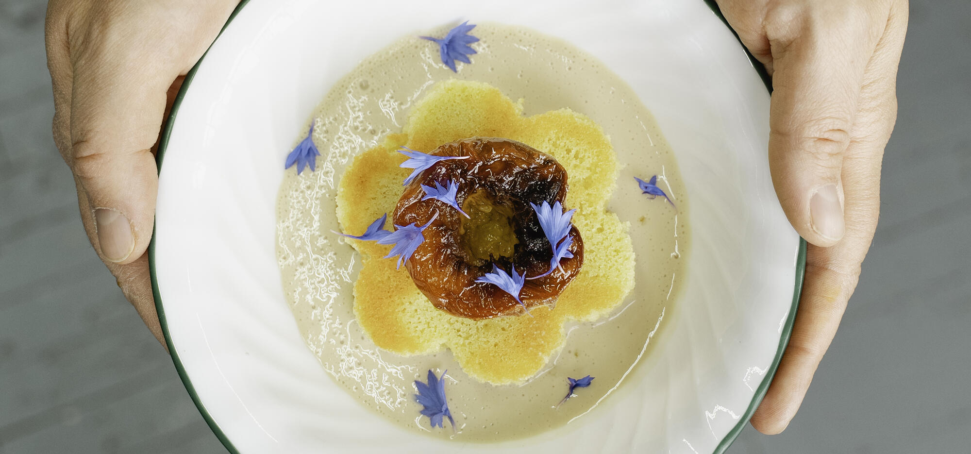 Dessert pêche Melba d'ici
