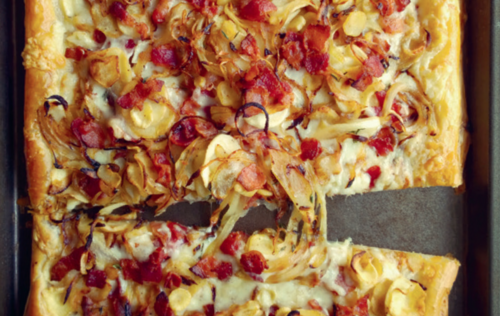 Parsnip, cheddar and bacon pie