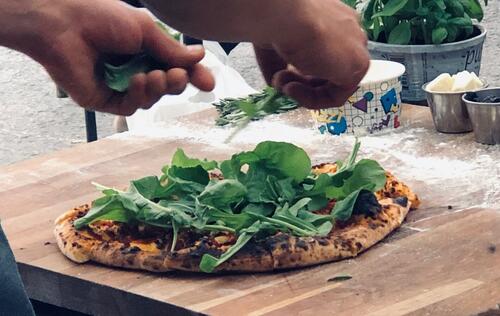 Arugula and Maple Pizzas
