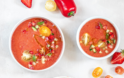 Strawberry and summer vegetables gazpacho