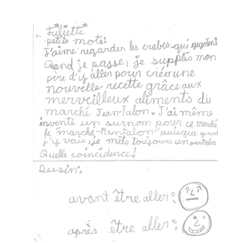 Juliette, 3e année à l'École Sainte-Cécile