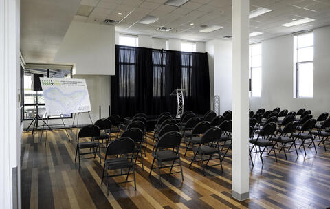 panorama venue at the market with chairs