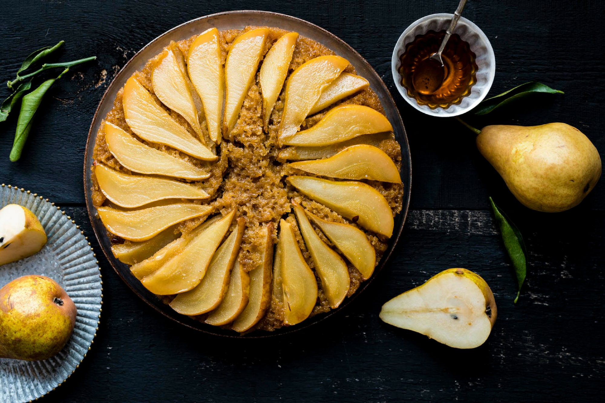 Pear, Almond and Maple Syrup Upside-down Cake