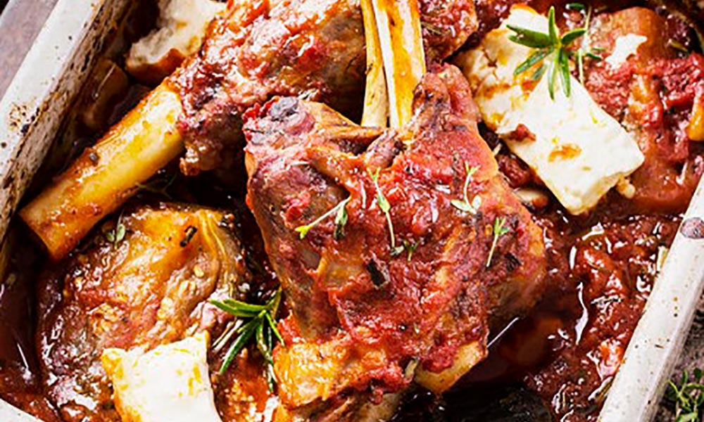 Braised lamb shanks with tomatoes and its muscatel wine, Plats principaux